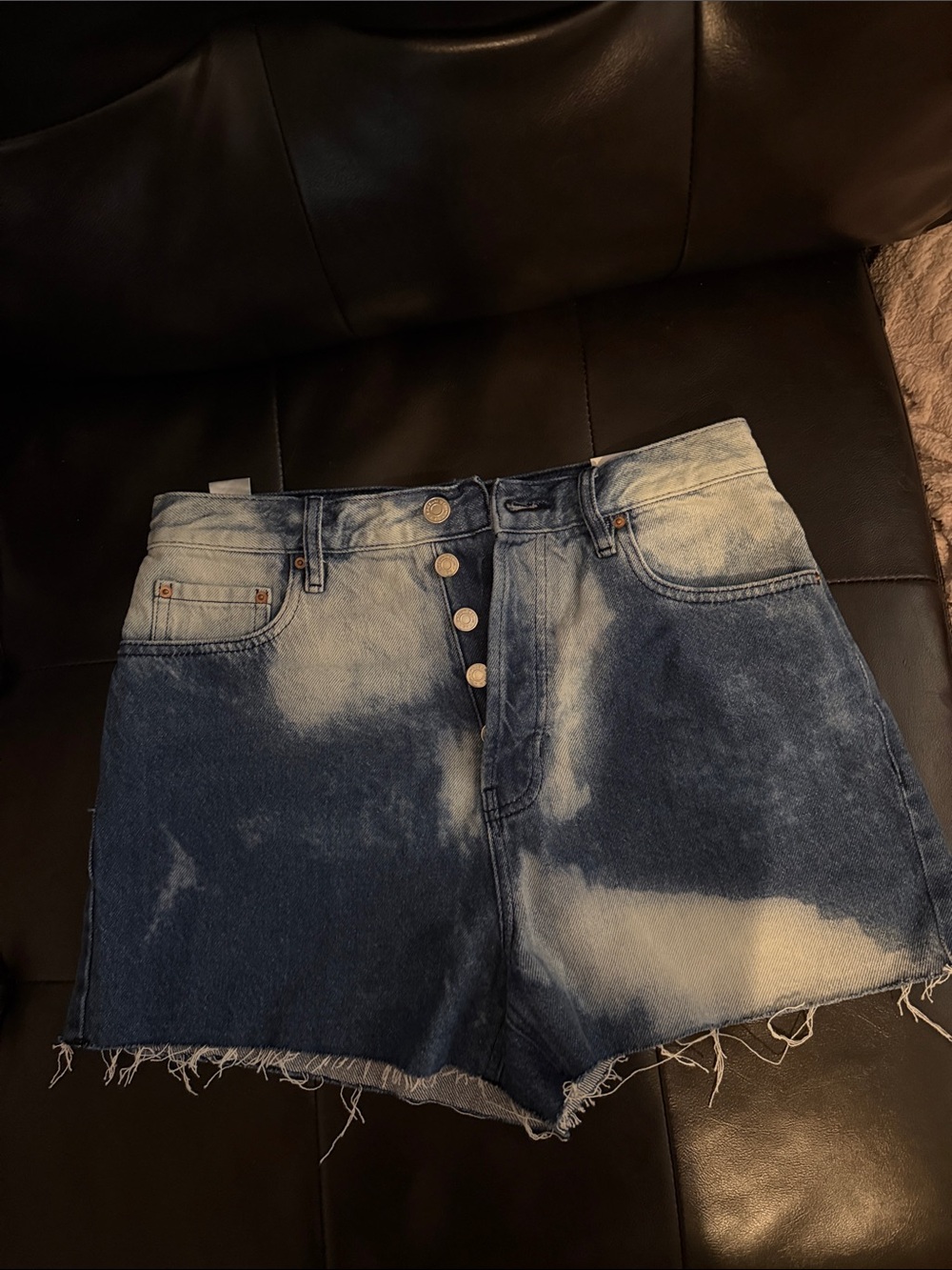 High-Rise Bleached Denim Cutoff Shorts PacSun - Blue